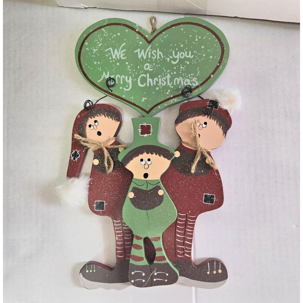 Vintage 1995 LTD Commodities Wooden Christmas Carolers Wall Hanging Sign 14"